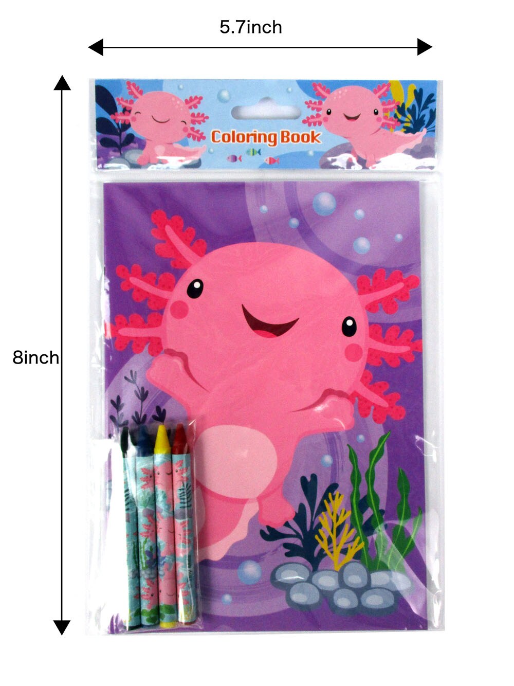 TINYMILLS Axolotl Coloring Book Set with 12 Coloring Books and 48 Crayons