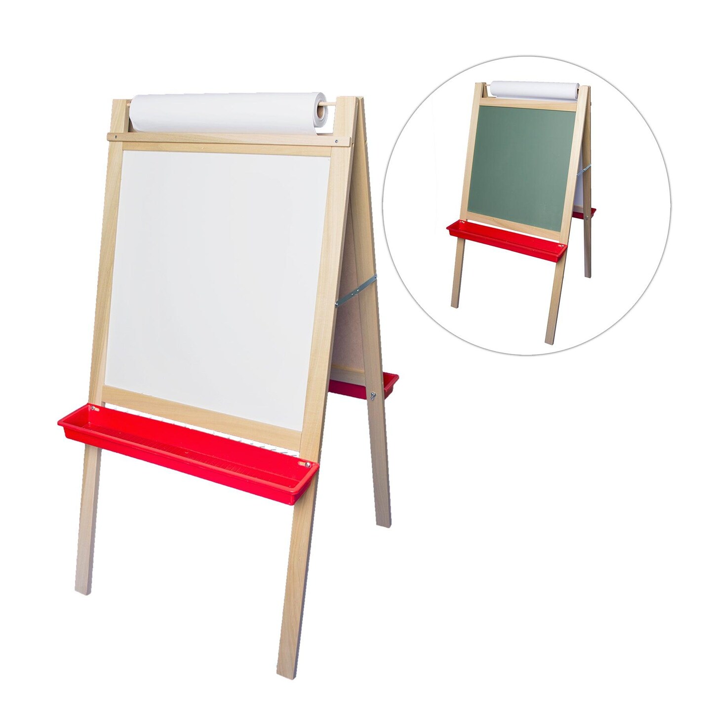 Deluxe Magnetic Paper Roll Easel, Green Chalkboard/White Dry Erase, 48&#x22;H x 24&#x22;W