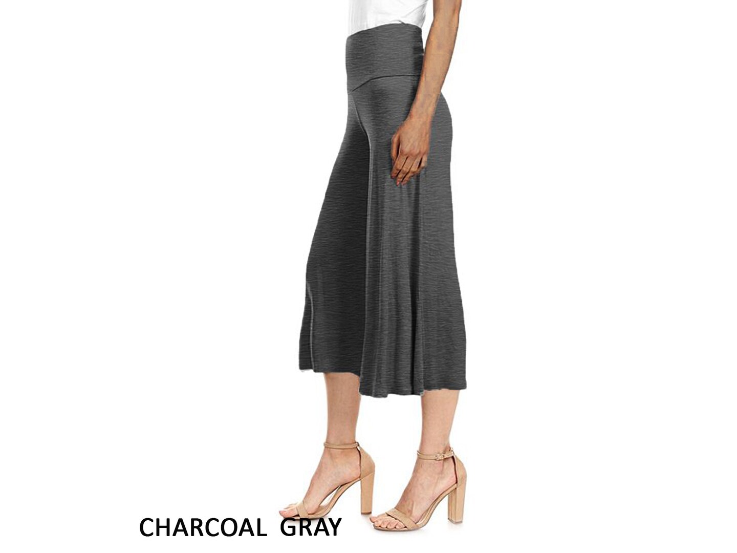 Upcycled Wide Leg Gaucho Pants with Folded Over Waist Band, Available in Custom length, Petite, Tall, Standard,  Handmade in USA product 6