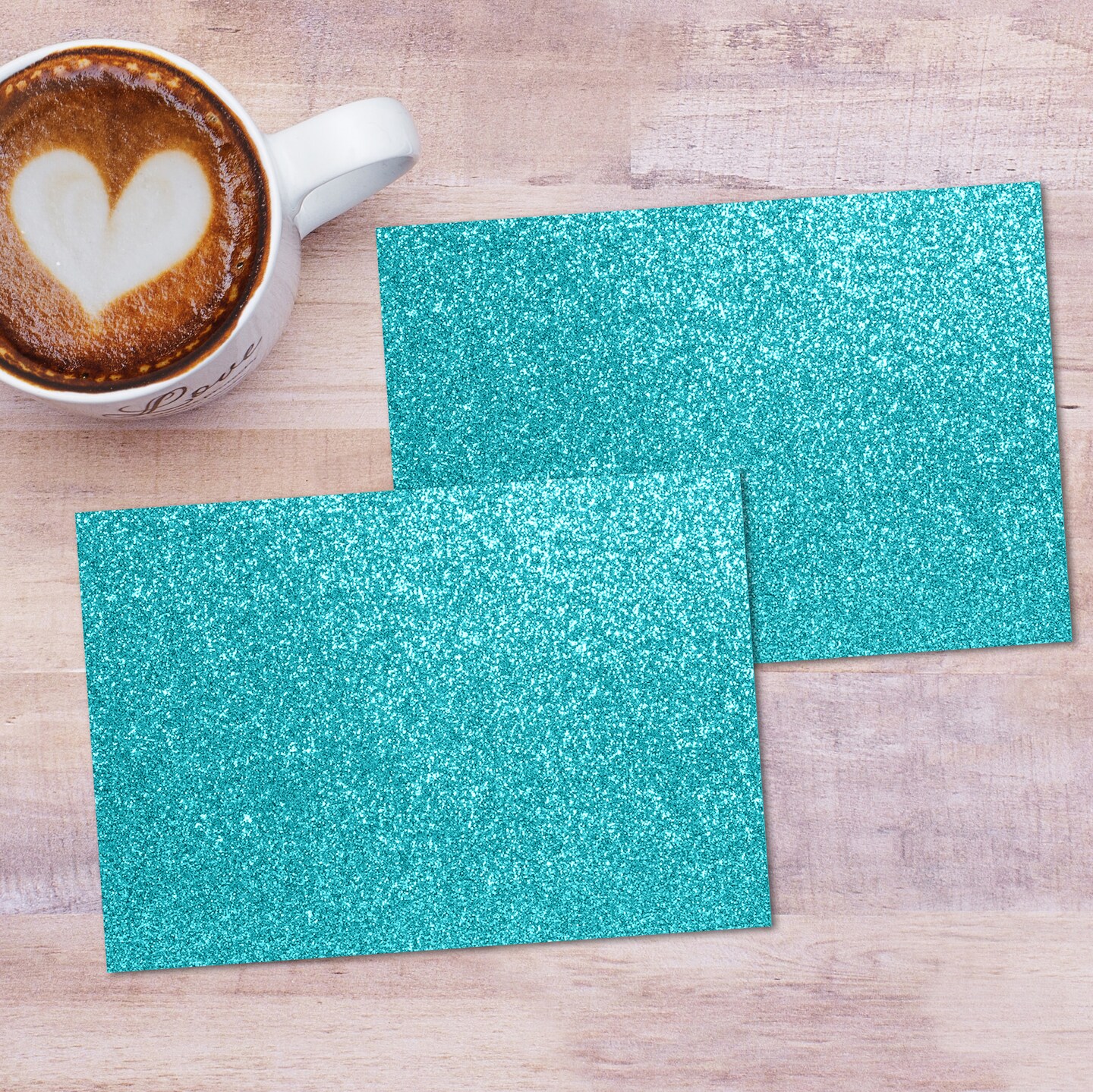 Great Papers! Note Card and Envelope, Teal Glitter, 4.875&#x22; x 3.375&#x22;(folded), White Envelopes, 15 count
