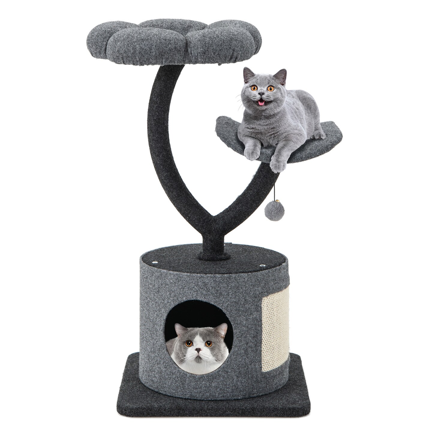 Cat Climbing Tree Stand With Curved Metal Supporting Frame For Large and Small Cats