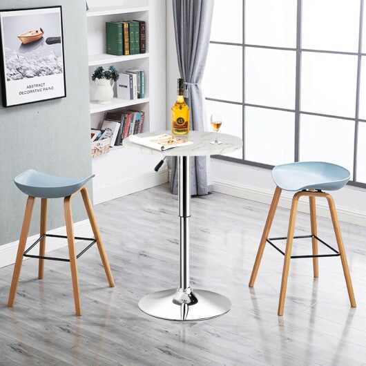 Adjustable 360&#xB0; Swivel Height Round Pub Table With Marble Top