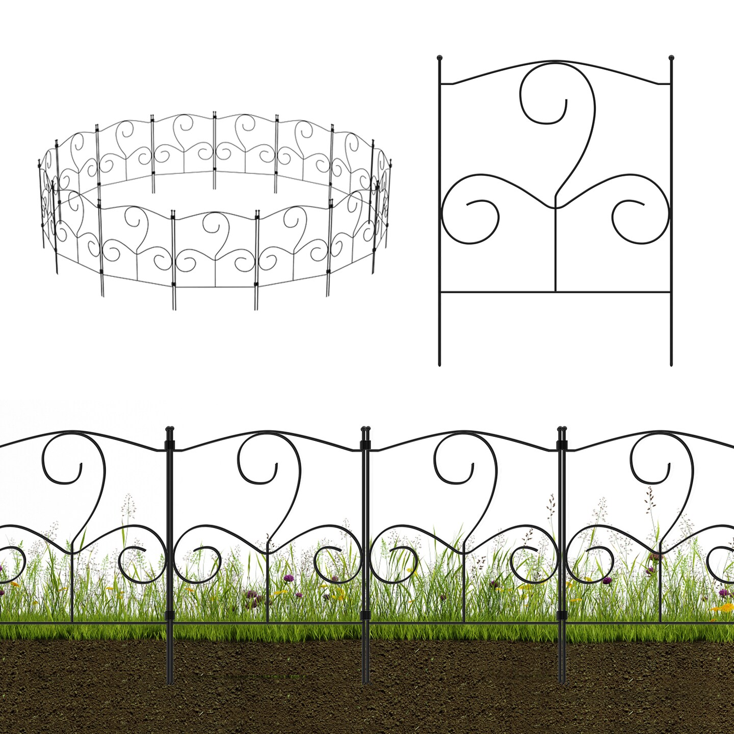 Garden Metal Fence Outdoor Lawn Edging Border Panel Edge Fencing Yard