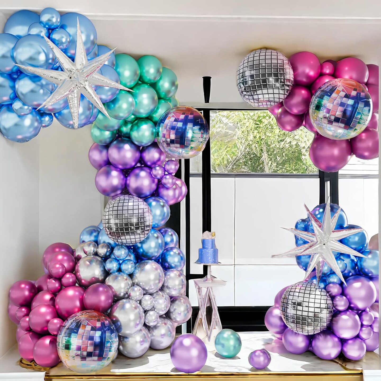 Metallic Balloons Arch Kit, Disco Ball Balloons Decorations, Disco Balloon Arch, Metallic Purple Blue Magenta Hot Pink Silver Green Chrome Balloons Garland, Disco Party Decorations