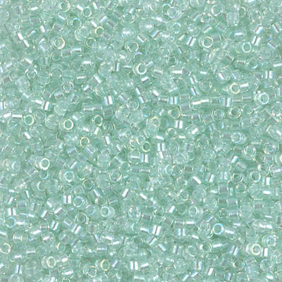 Miyuki Delica Bead 11/0, DB1675, Pearl Lined Transparent Pale Green Mist AB, 5 grams