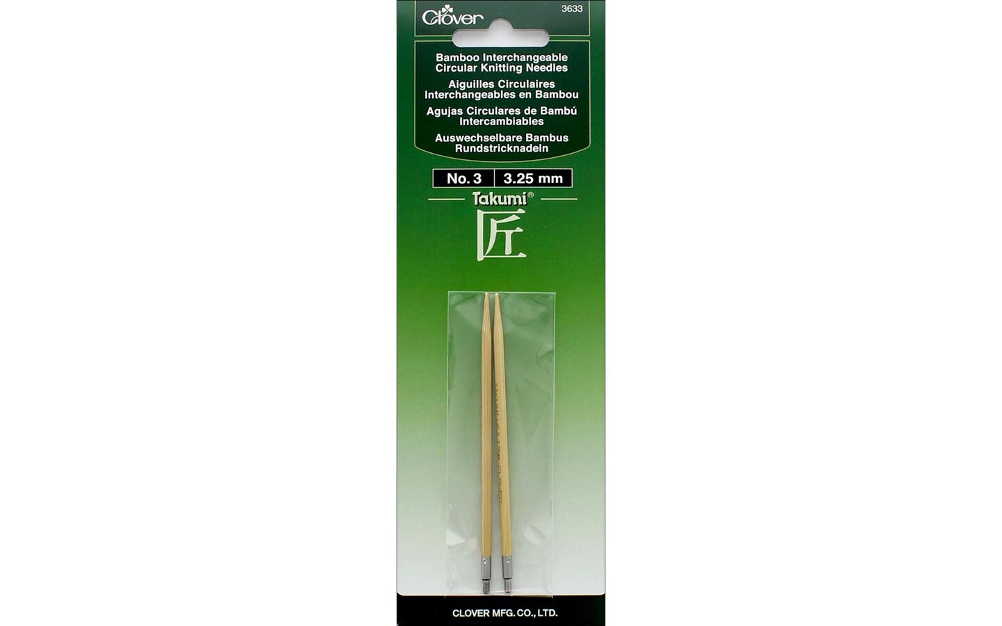 Clover Bamboo Circular Knitting Needle Intchg Sz 3