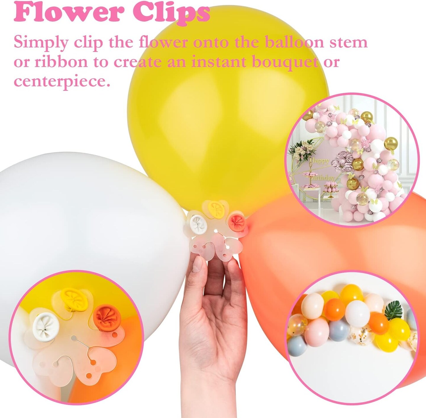 Balloon Arch Kit Balloon Garland Decorating Strip Kit, Balloon Tape Strips Double Hole with Dot Glue Point Stickers, Balloon Flower Clip, Balloon Tying Tool, Suitable for Party Birthday Wedding