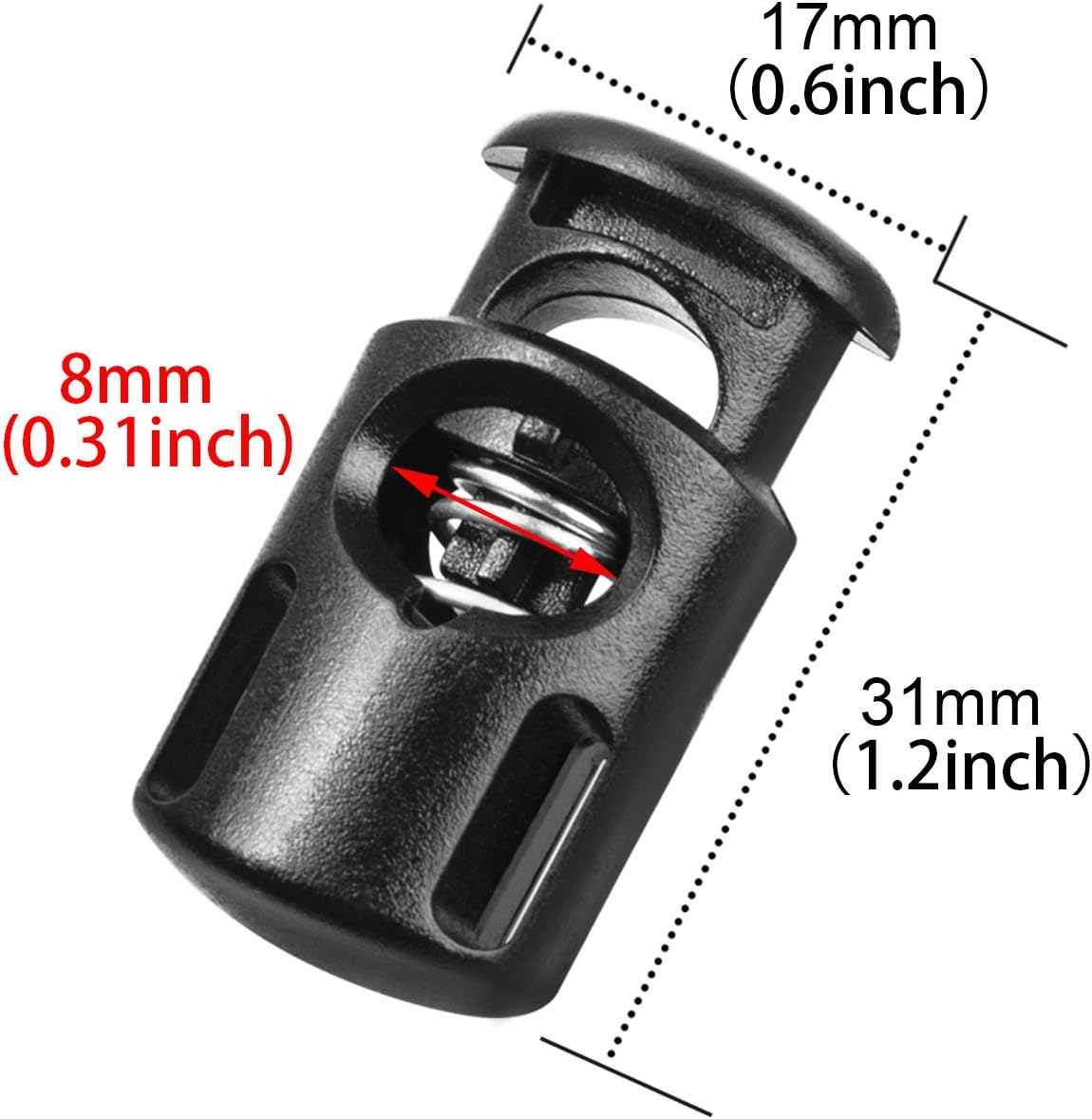 Plastic Cord Locks End Spring Stop Toggle Stoppers Multi-Colour (10PCS, Black)