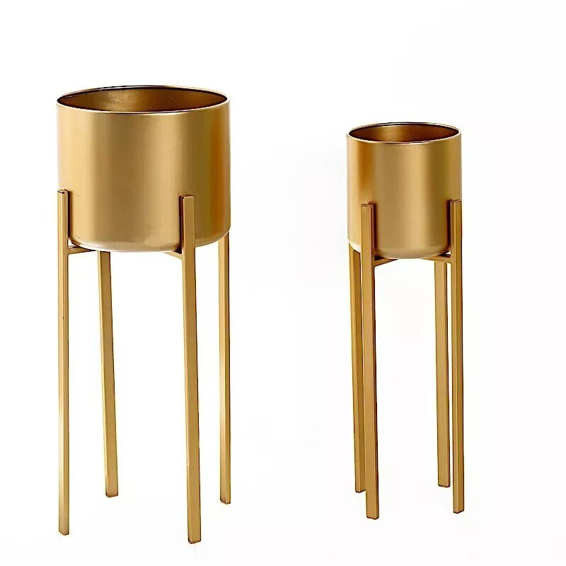 GOLD 2 Metal Planter Stand Decorative Indoor FLOWER POTS