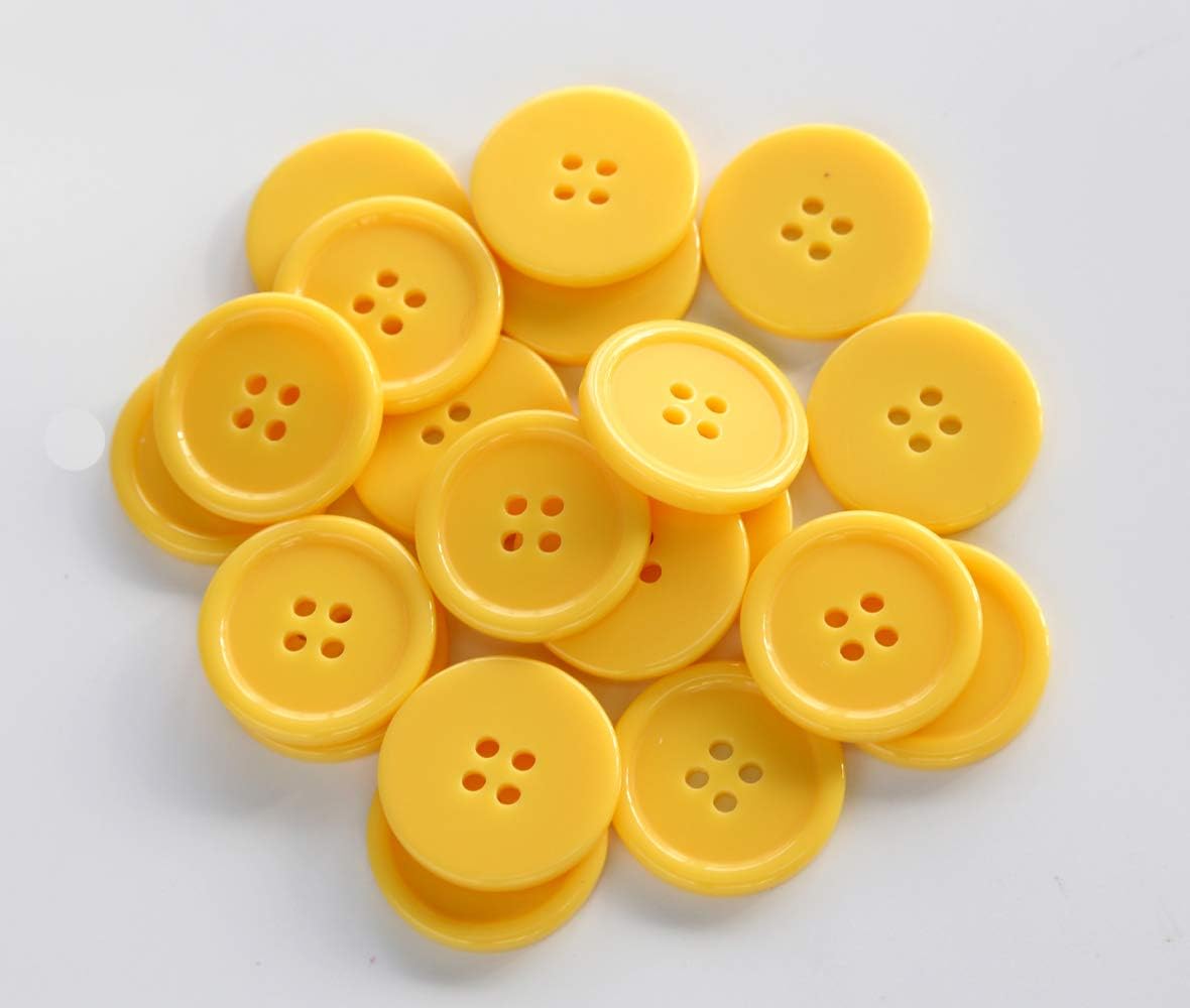 1 Inch (25mm) Yellow Buttons Sewing Flatback Button for Sewing or DIY Crafts Pack of 50