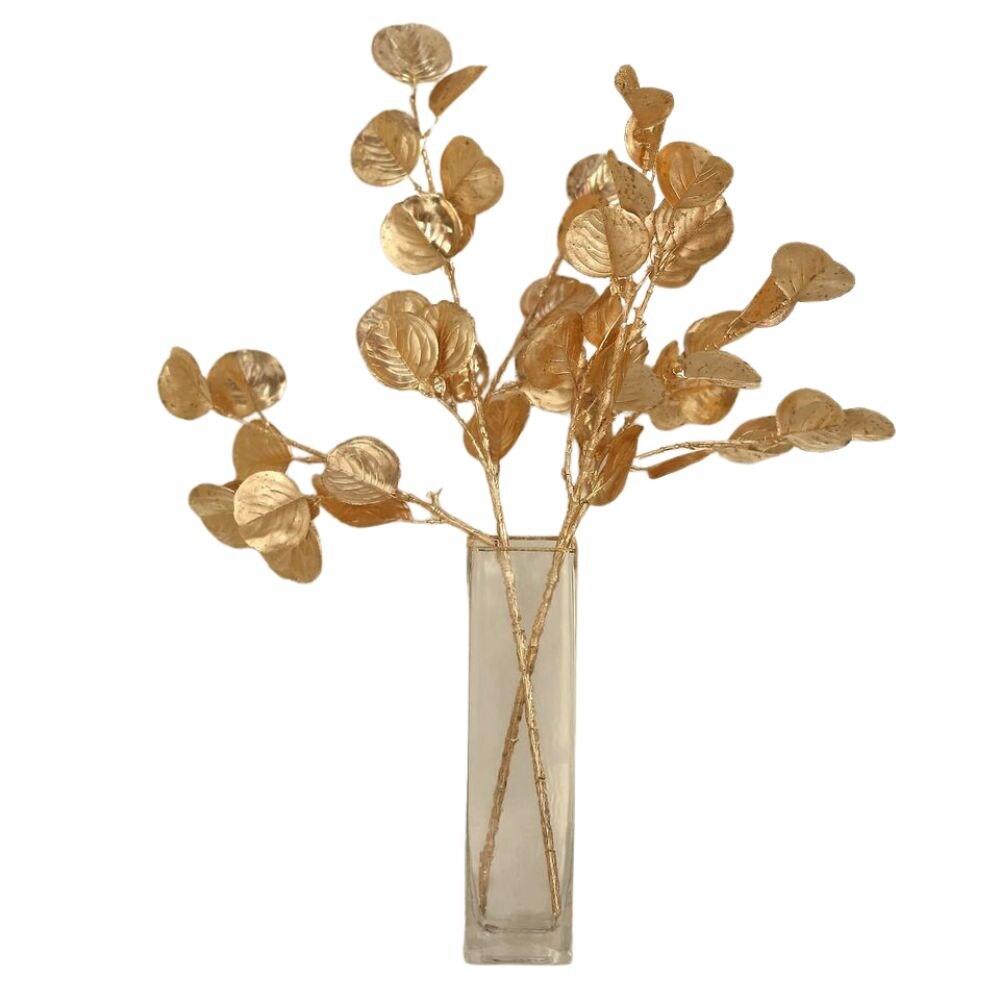 2 Gold 27" Metallic Faux Artificial Eucalyptus Stems for Events