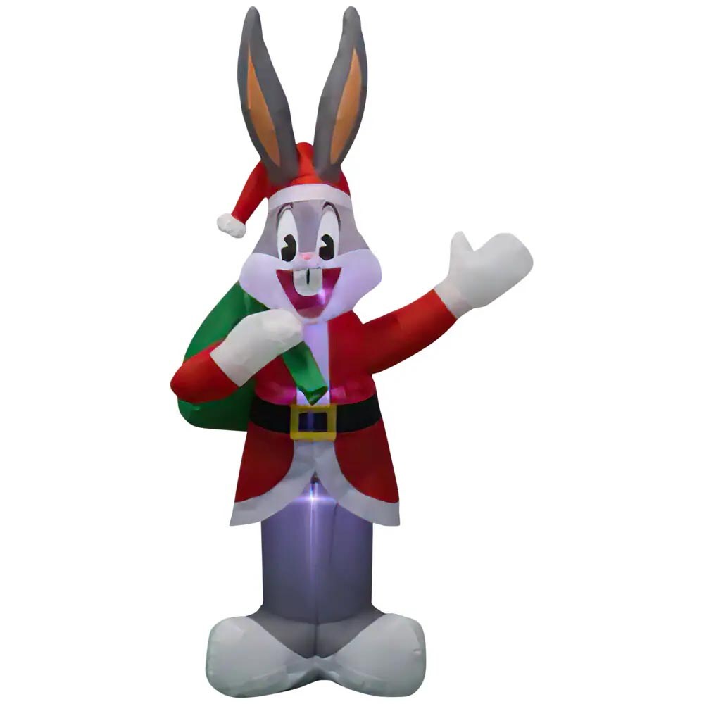 6&#x27; Gemmy Airblown Inflatable Christmas Bugs Bunny In Santa Suit Yard Decoration 882372