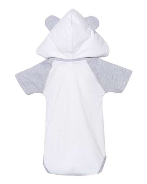 Rabbit Skins&#xAE; Fine Jersey Infant Short Sleeve Raglan Bodysuit with Hood &#x26; Ears