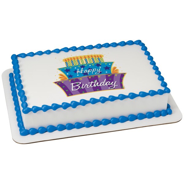 Birthday Cake Edible Cake Topper Image 1/4 sheet