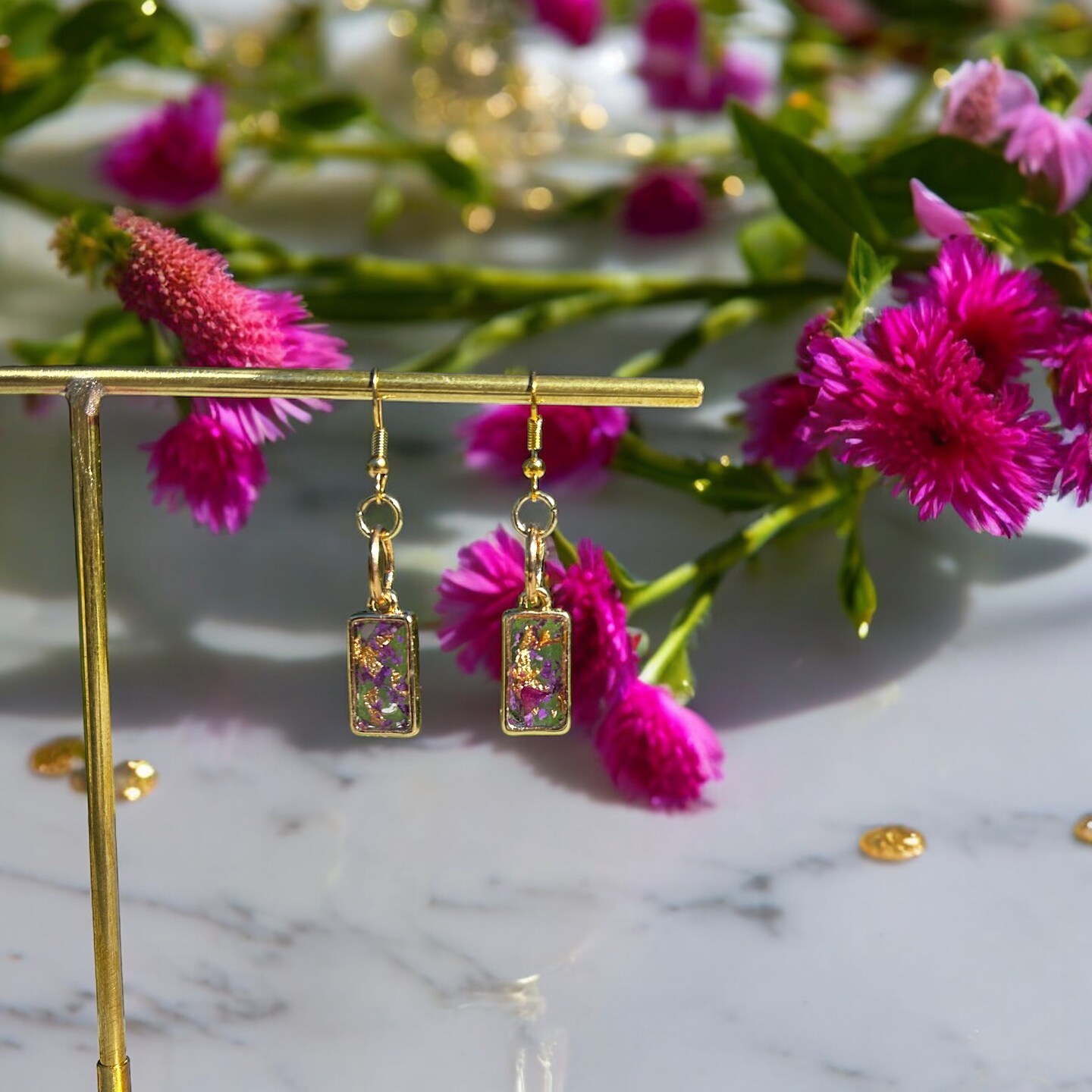 Pressed Flower Earrings, Resin Earrings, Dangle Earrings, Floral Jewelry, Handmade Earrings, Elegant Dangle Earrings 351760503653433344