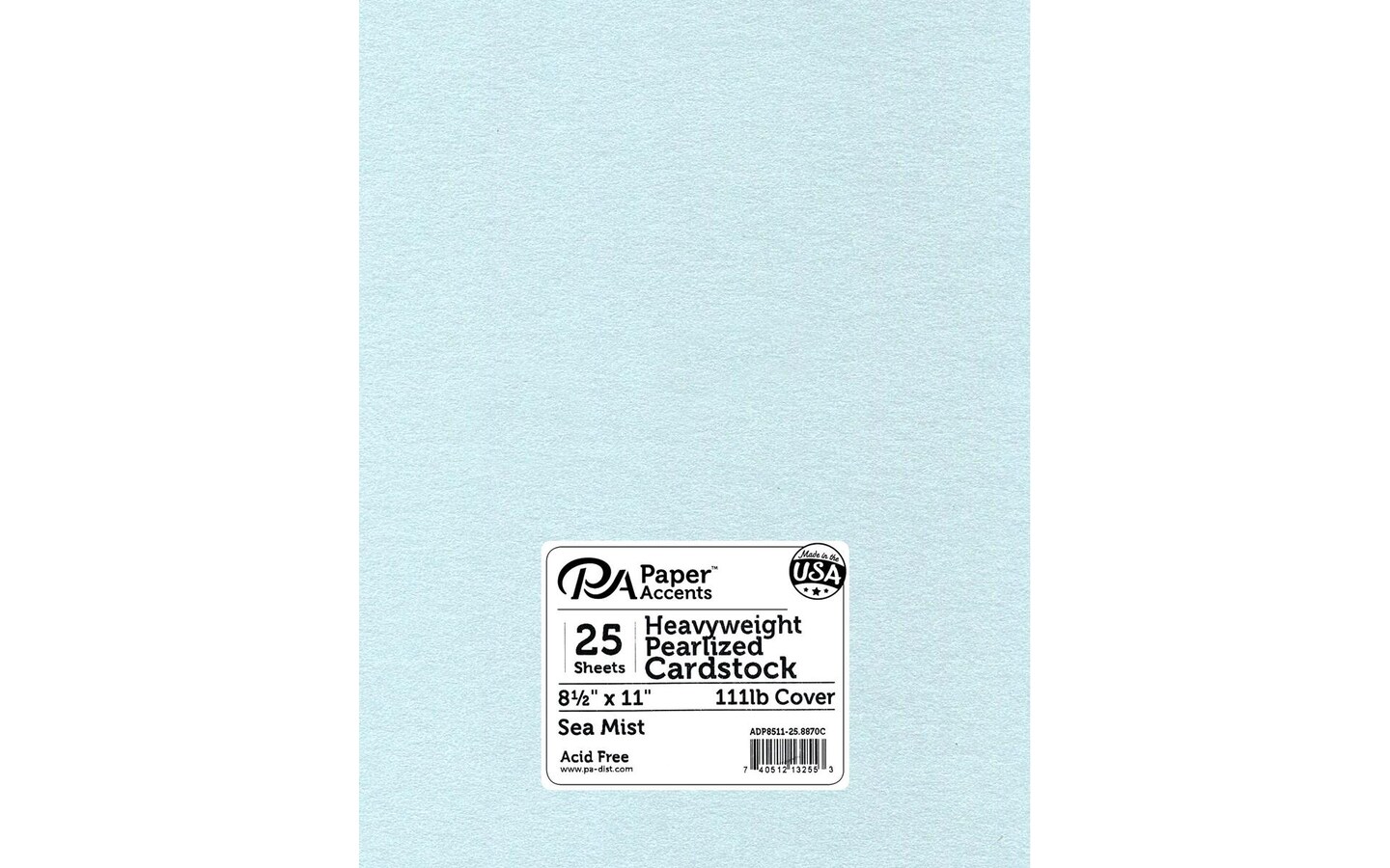 PA Paper Accents Pearlized Cardstock 8.5&#x22; x 11&#x22; Sea Mist, 111lb colored cardstock paper for card making, scrapbooking, printing, quilling and crafts, 25 piece pack