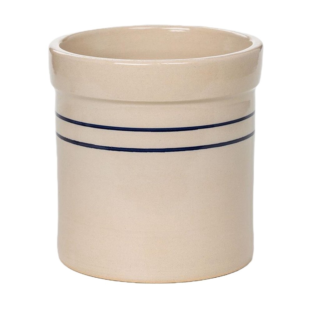 Martinez Pottery Blue Stripe Stoneware Pickling Fermenting Crock .75 Gallon