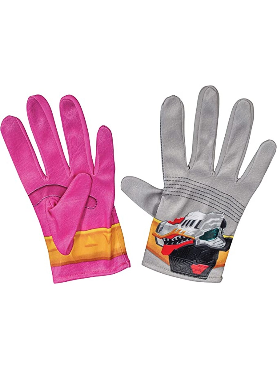 Girls Power Rangers Dino Fury Pink Ranger Gloves Costume Accessory