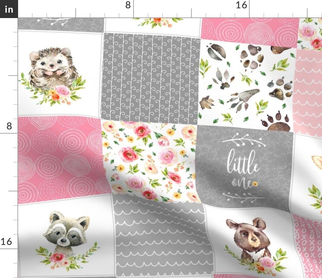Quilt Patchwork Blanket Nursery Baby Woodland Bedding Forest Custom Printed Fabric by Spoonflower Various Fabrics by the Yard or Fat Quarter