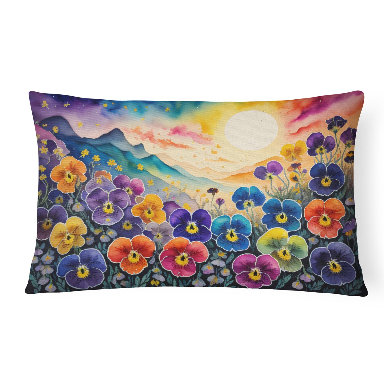 Caroline&#x27;s Treasures Pansies in Color Fabric Decorative Pillow