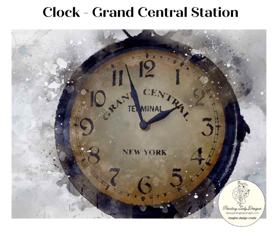 Clock at Grand Central - Paper for Decoupage Crafting and Multi Media Art