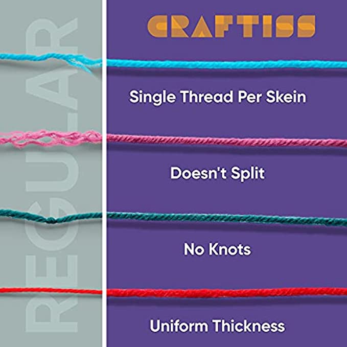 CRAFTISS 12x50g Acrylic Yarn Skeins - 1300 Yards of Soft Yarn for Crocheting and