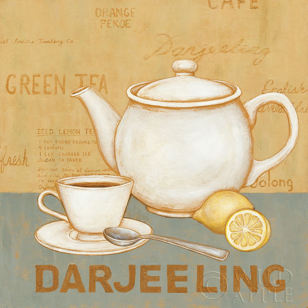 Darjeeling Tea Teal Poster Print by David Carter Brown # 37682