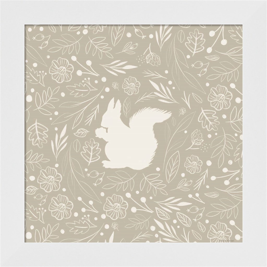 Floral Squirrel by Lady Louise Designs 14" x 14" Framed Wall Art