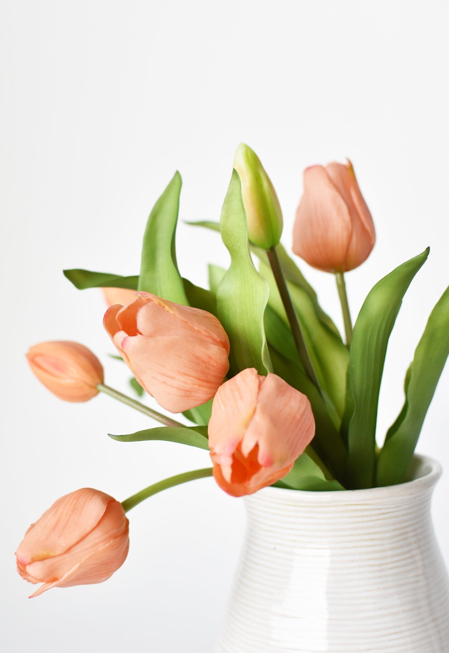 11.75&#x22; Faux Real Touch Orange Sorbet Tulip Stem Bundle