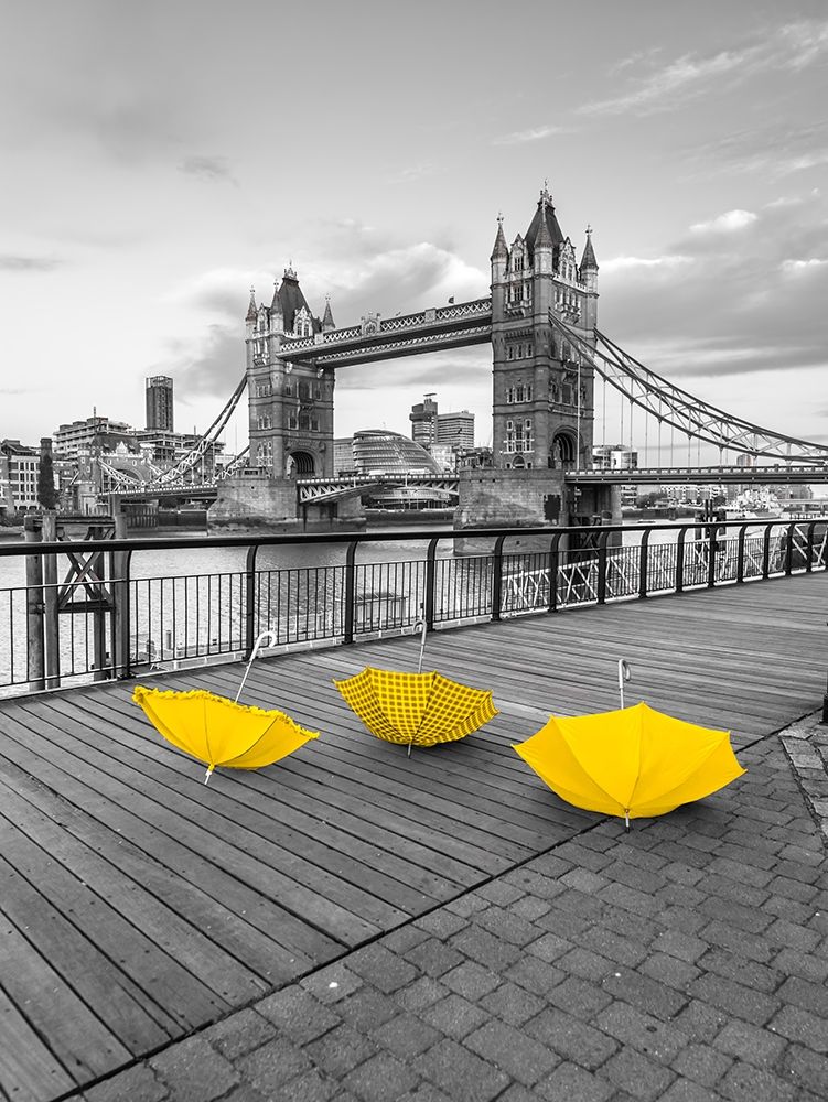 Yellow umbrellas, Tower bridge, London Poster Print by Assaf Frank - Item # VARPDXAF20150627057C01P