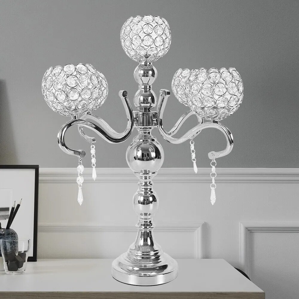 5-Arm Crystal Candelabra Wedding Candle Holder