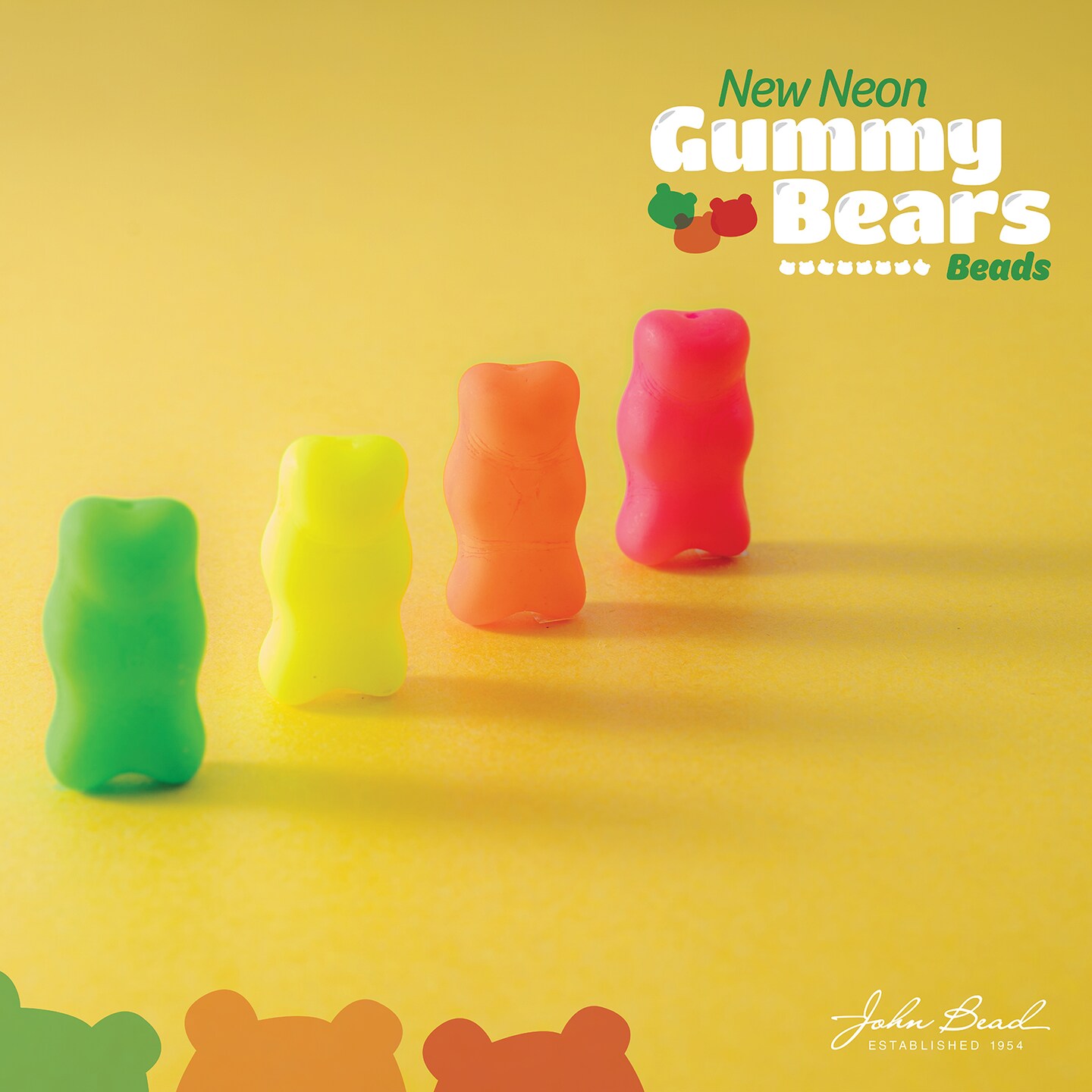 John Bead 3-Strand Czech Glass Assorted Gummy Bear Beads