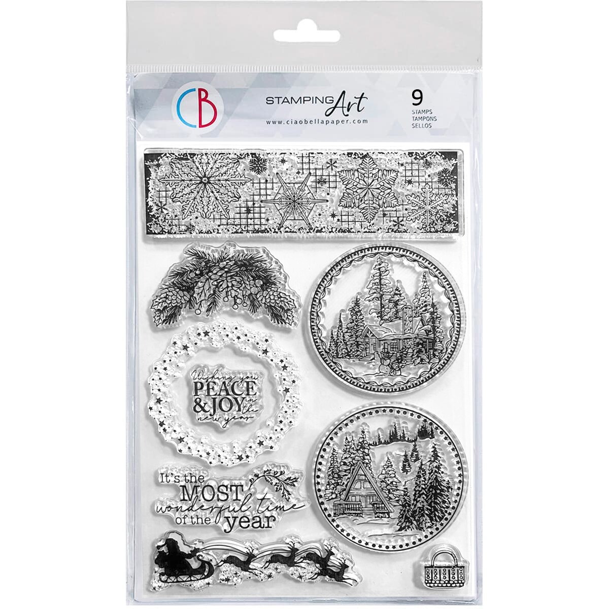 Ciao Bella  Clear Stamp Set 6&#x22;x8&#x22; Winter Landscape Balls