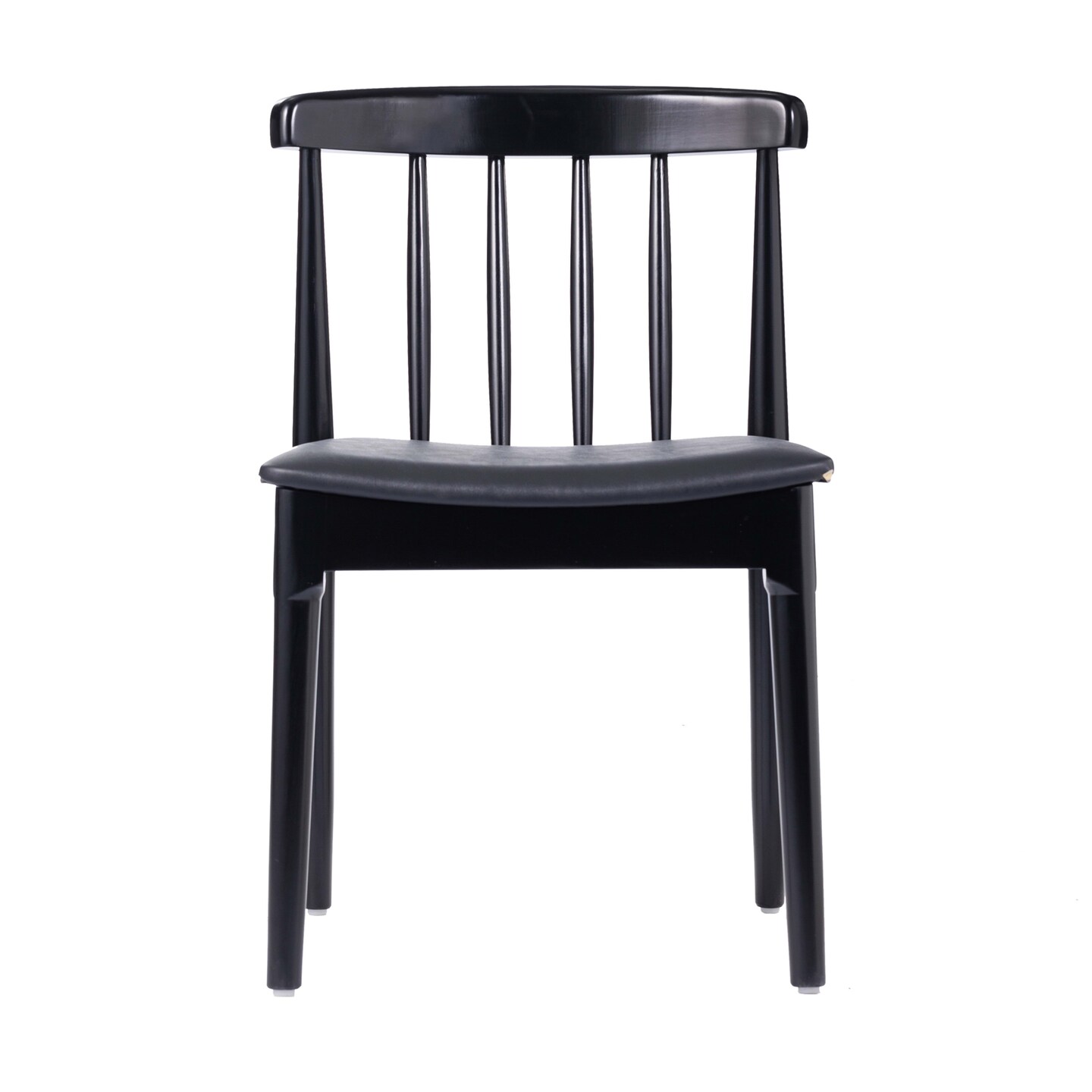 Emma and Oliver Charlize Solid Wood Dining Chair with Spindle Backrest and Vinyl Seat