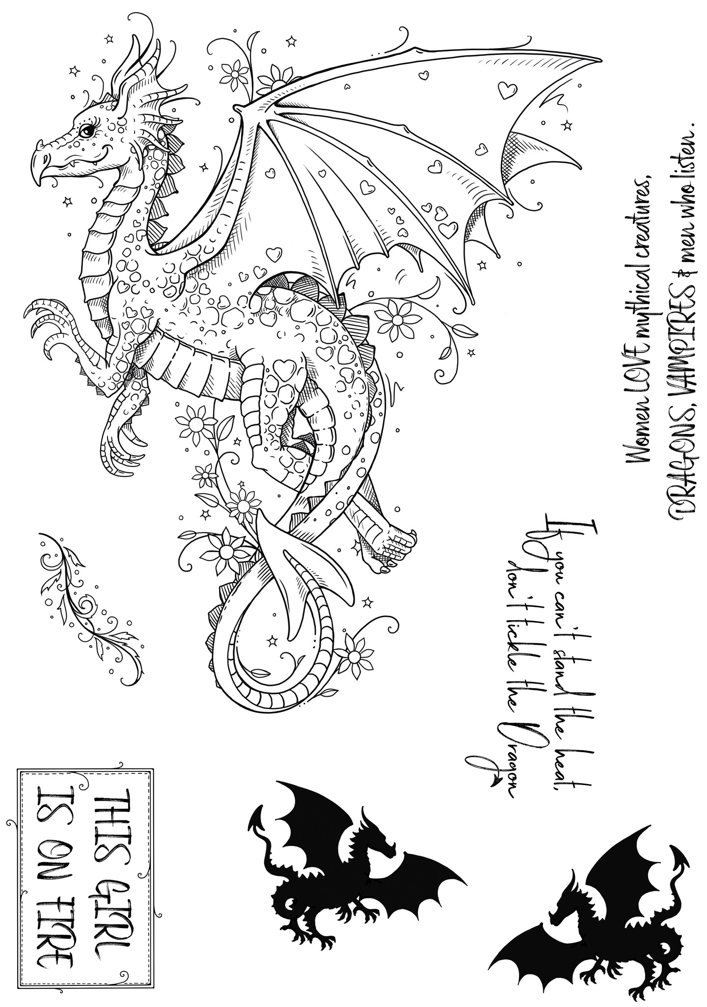 Pink Ink Designs  Snap Dragon 6 in x 8 in Clear Stamp Set