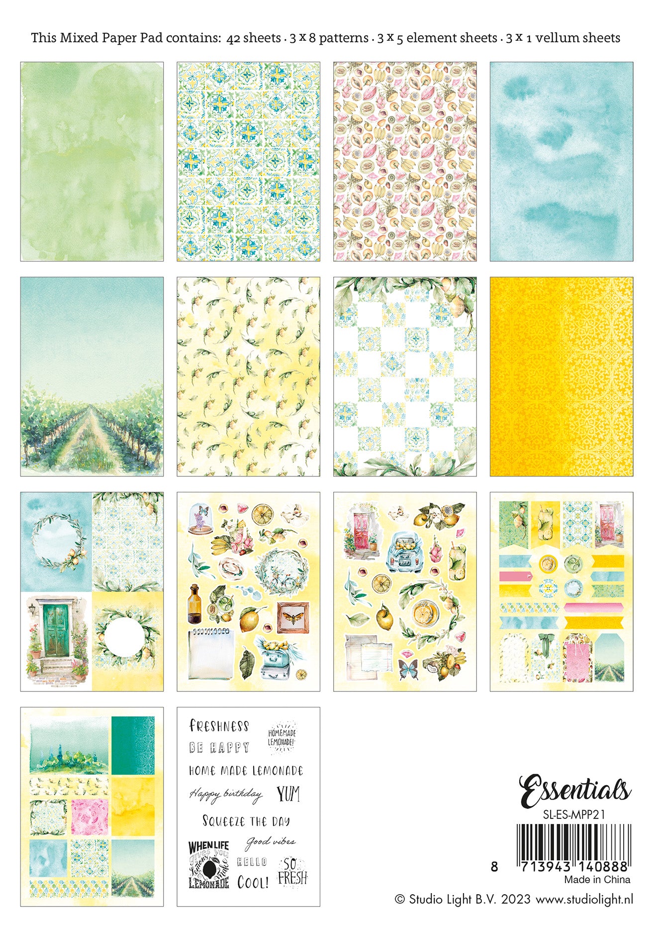 Studio Light SL Mixed Paper Pad Fresh Citrus Essentials 148x210x9mm 42 ...