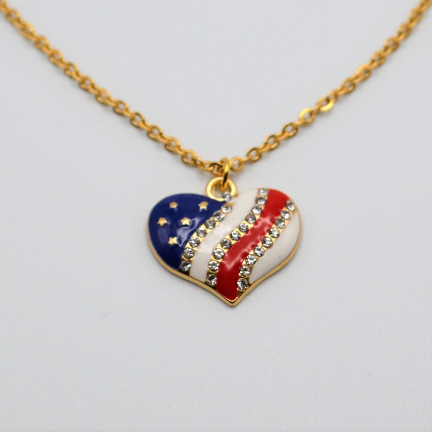 Enamel Heart Flag Patriotic Earrings and Necklace Set for 4th of July by Abundant Joy Jewelry product 2