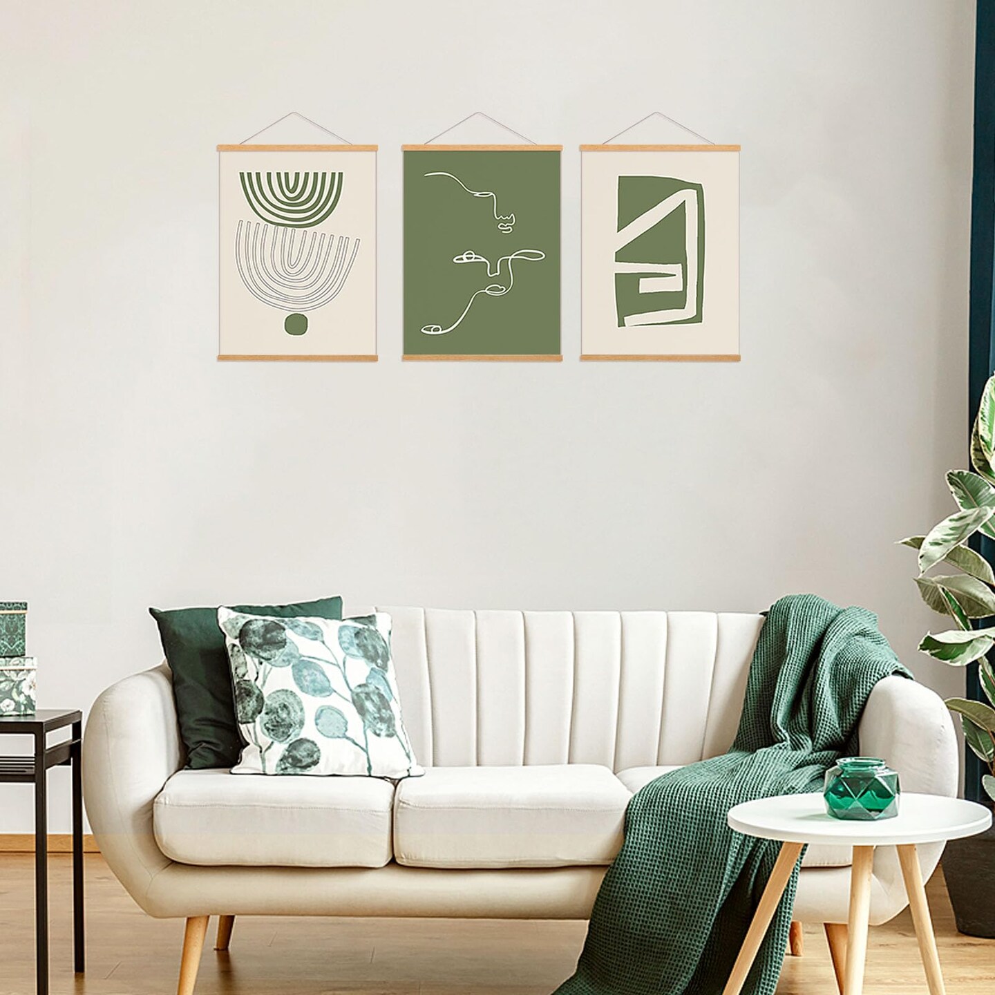 FALAMON 3 Pack Magnetic Poster Hanger Frame, Teak Wood Magnet Poster Frame for Posters, Prints, Photos, Pictures, Maps, Scrolls, and Canvas Artwork