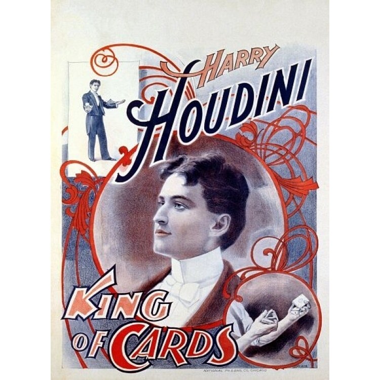 Harry Houdini King Of Cards Magic Poster Print (18 X 24)