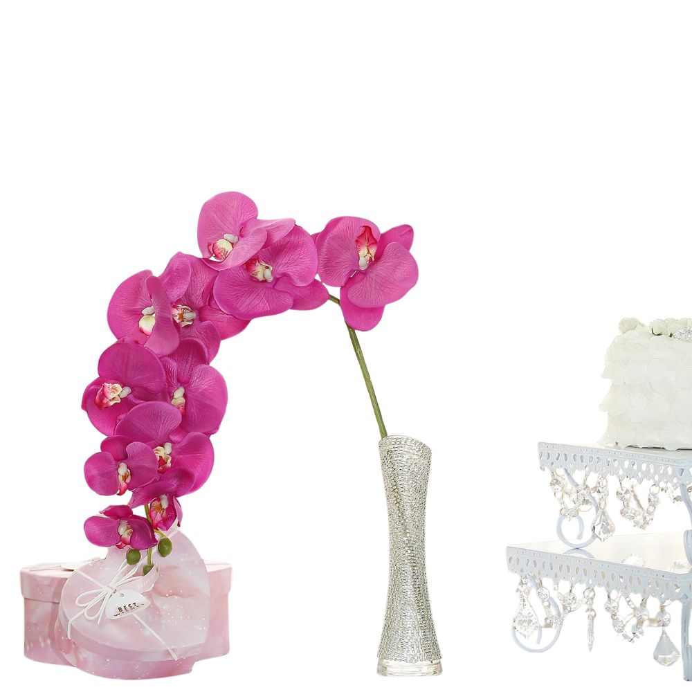 Graceful Silk Orchid Flower Stems: Set of 2, 40-Inch Artificial Centerpieces