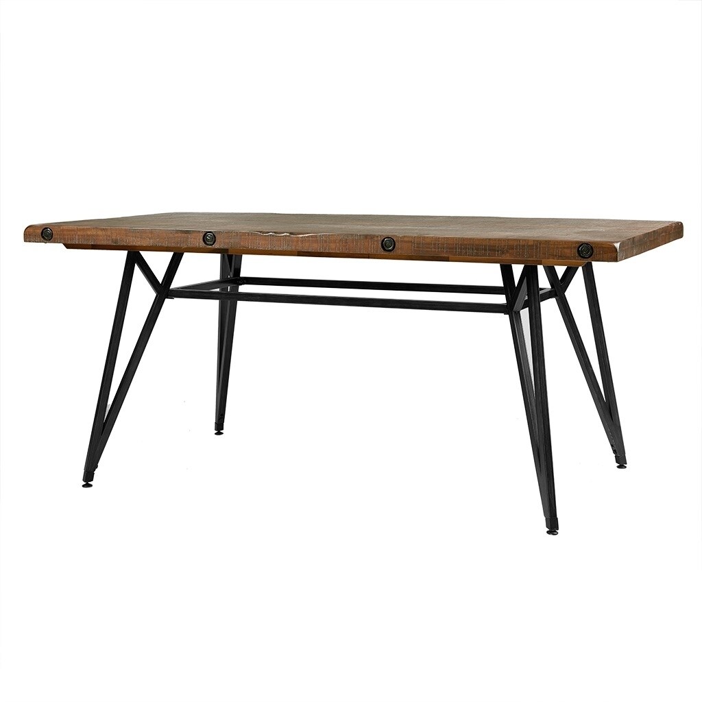 Gracie Mills   Lavonne Industrial Reclaimed Wood Dining Table with Gun metal - GRACE-8559