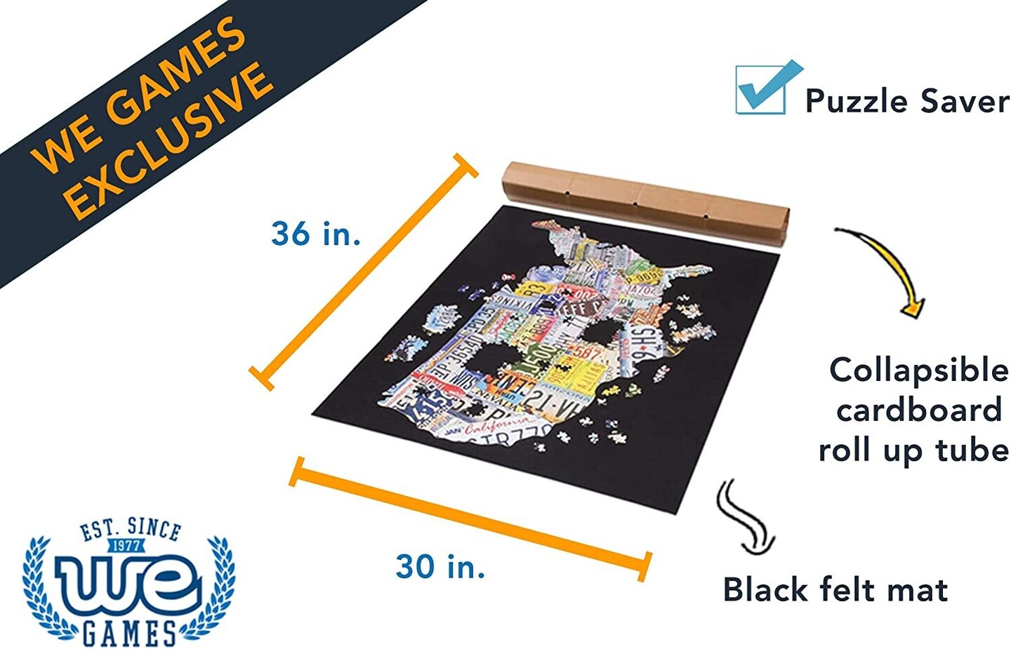 TDC Games Roll Up Jigsaw Puzzle Felt Mat &#x26; Folding Cardboard Tube