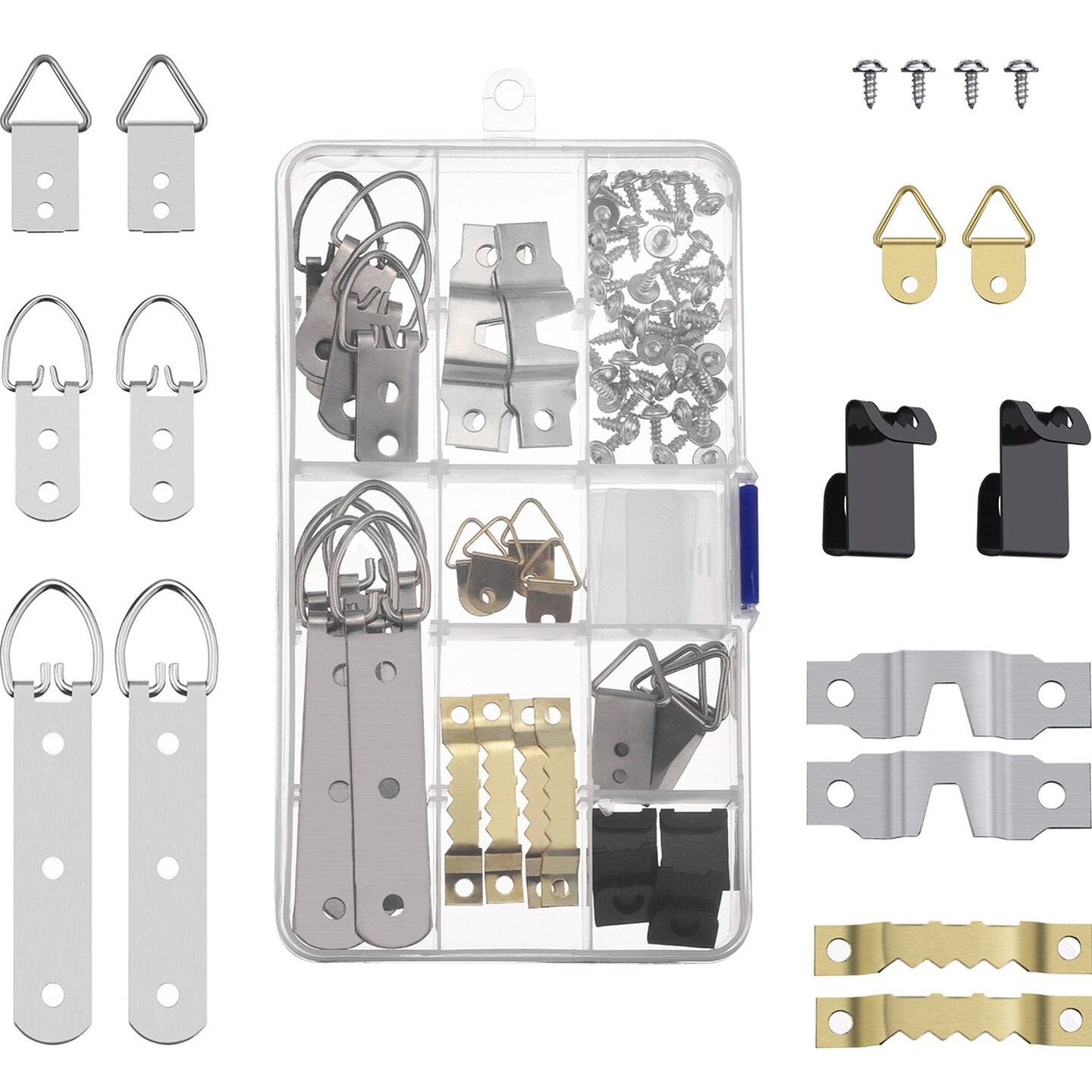 Shappy 68 Pieces Photo Frame Hanging Hooks Kit Picture Frame Hooks Frame Picture Hanger Kit for Home Office Photo Picture Painting Hanging, Assorted