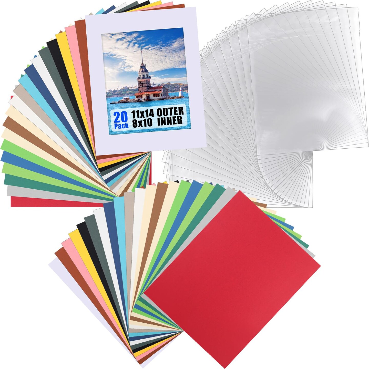 Tenceur 20 Sets Picture Mats 11 x 14 Inch Mat for 8 x 10 Photo Mat ...