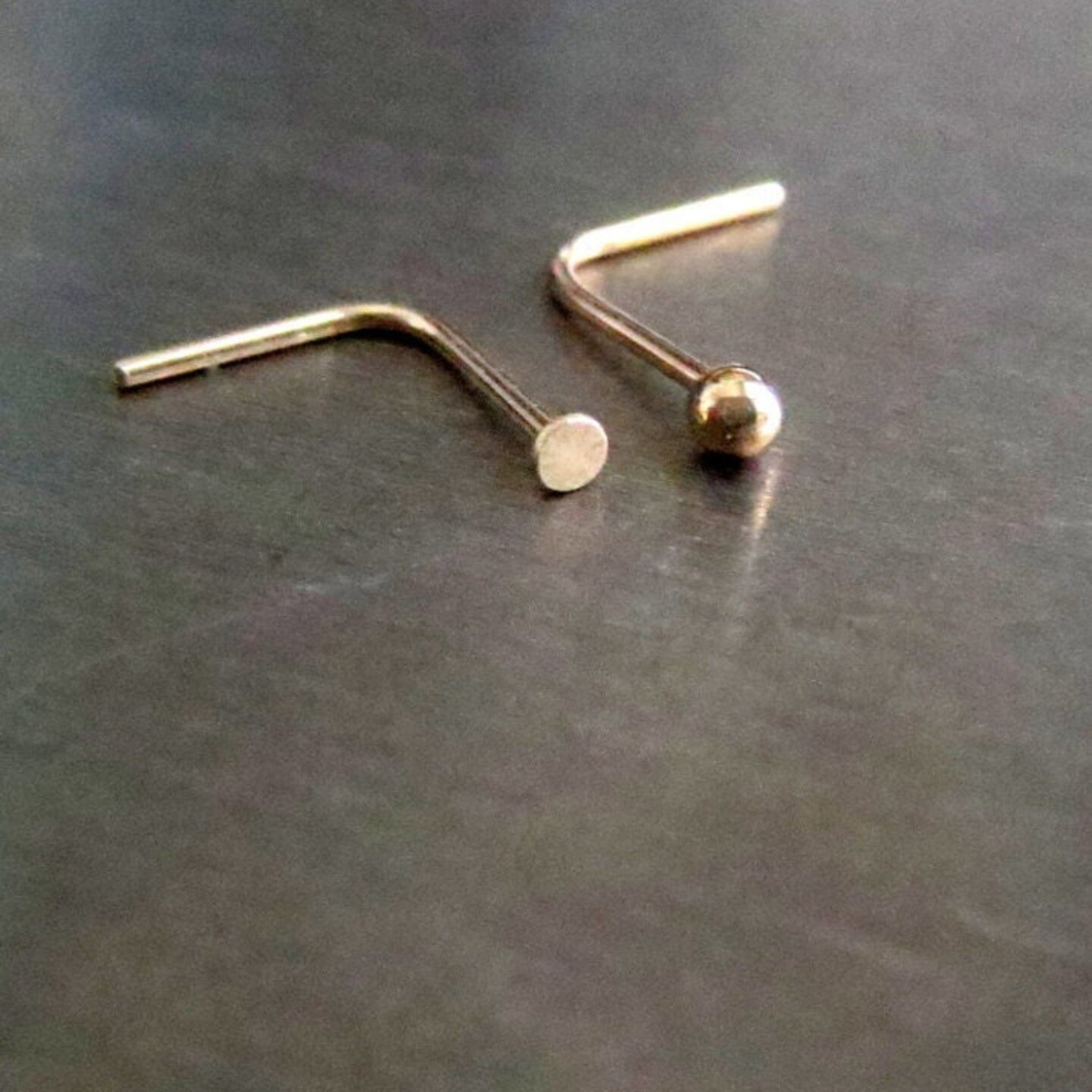 14k Gold Nose Stud (yellow or rose gold), TEENY Tiny Flat or Ball Nose ...