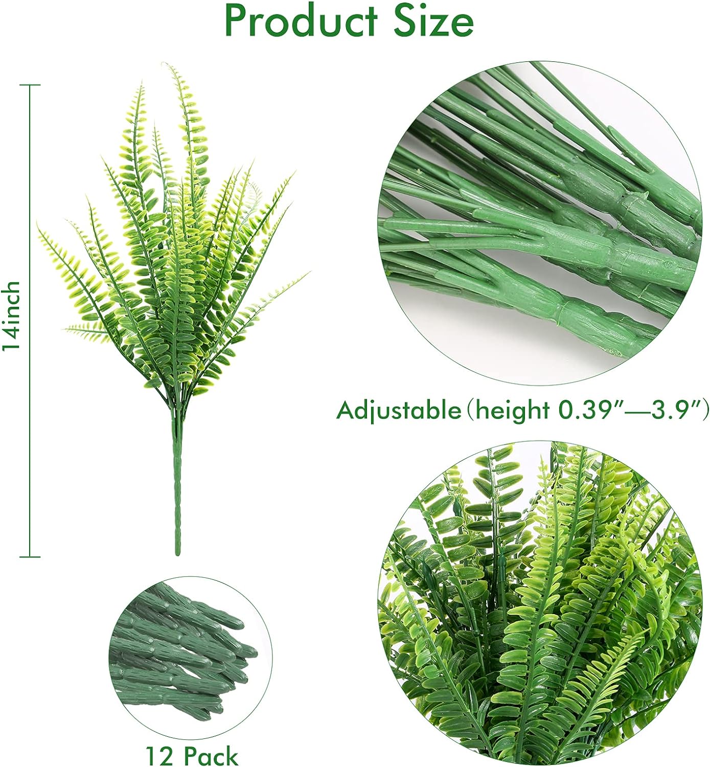 12 Bundles of UV Resistant Artificial Plants for Outdoor D&#xE9;cor