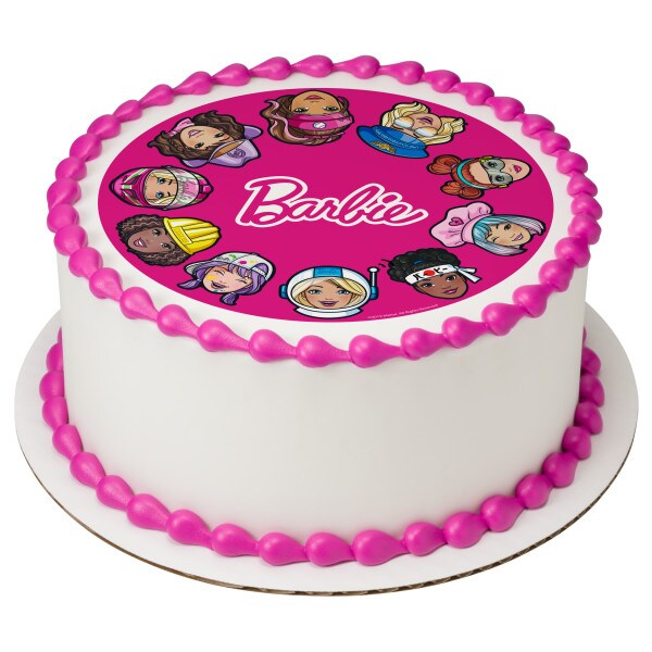 Barbie&#x2122; She Does It All Edible Cake Topper Image - 7.5&#x22; Round