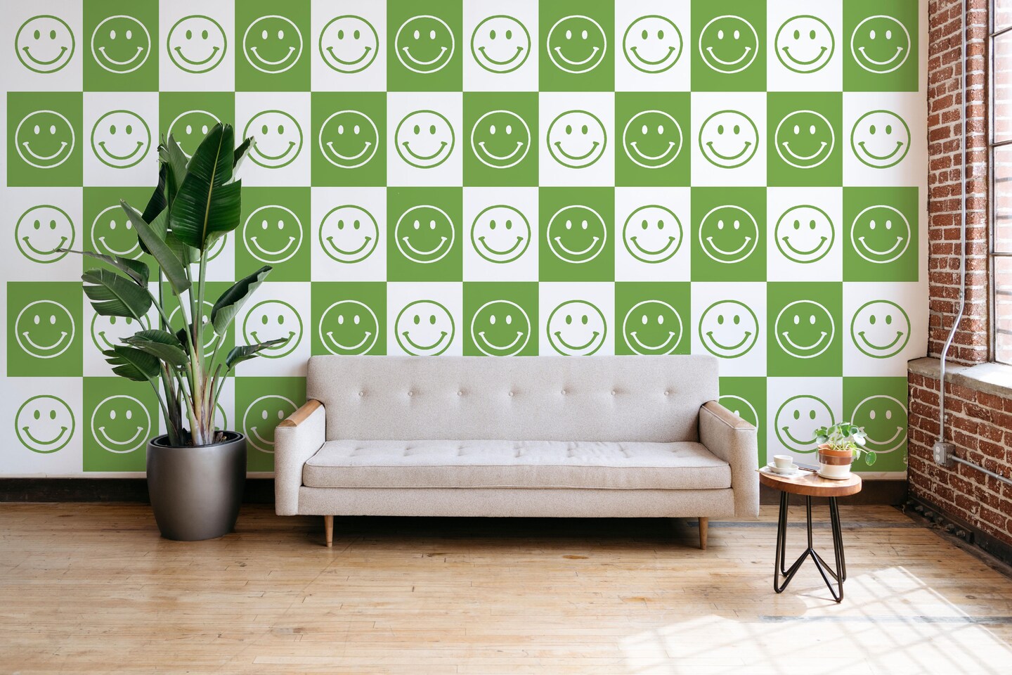 Smiley Face Wall Decals, Happy Wall Decor, Retro Repeatable Pattern