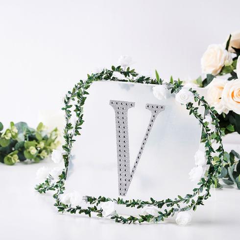 8-Inch Silver Letter Number Self-Adhesive Rhinestones GEMS STICKERS