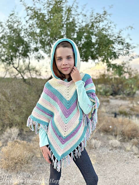 How-To name is Kid's Hooded Poncho Crochet Pattern